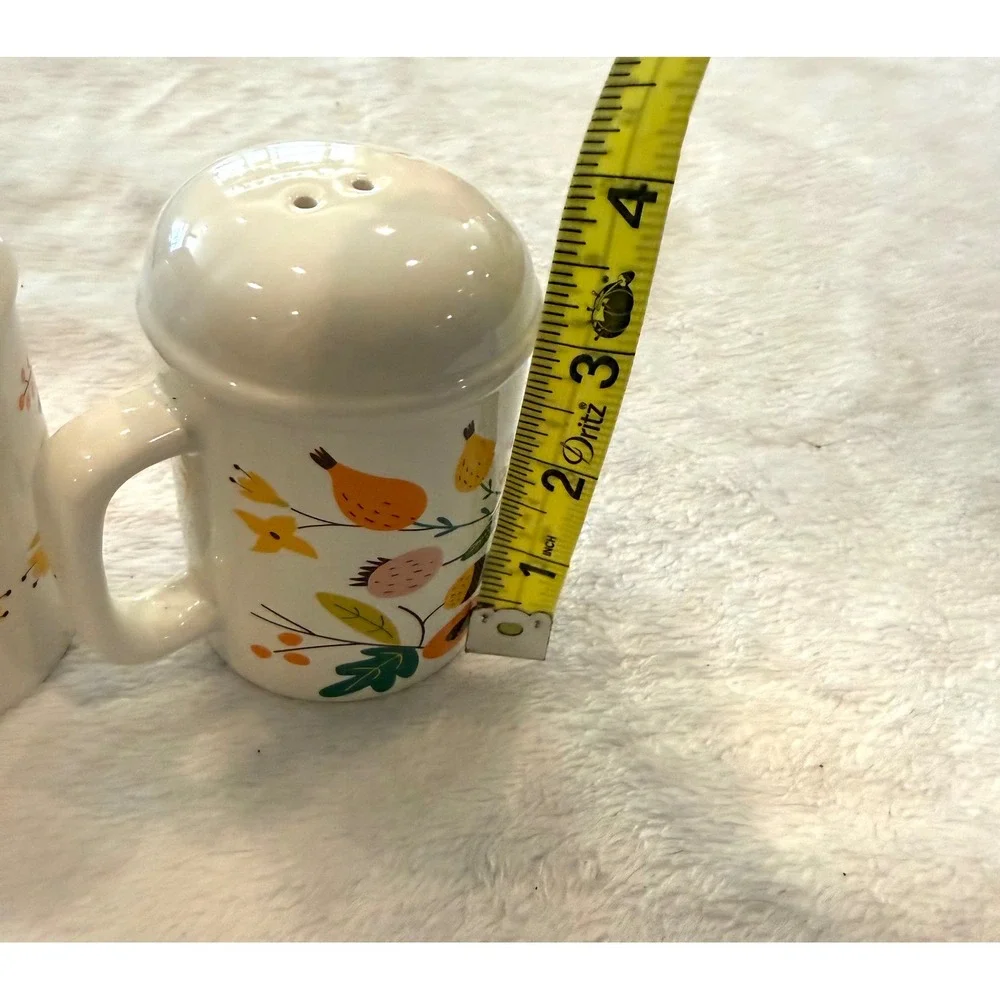Vintage 1970's‎ Fall Harvest Pumpkin Floral Ceramic Salt and Pepper Shakers Set